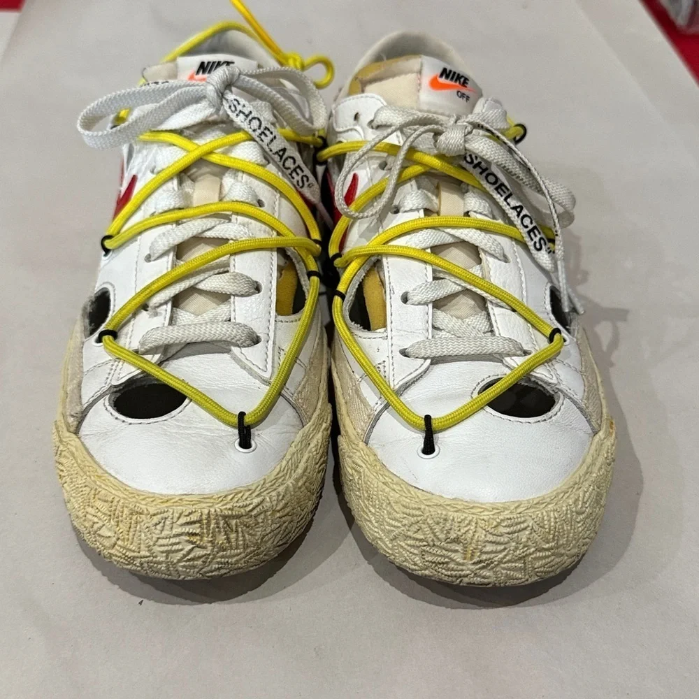 Nike Sneakers in Red, Yellow, and White off white Nike blazers